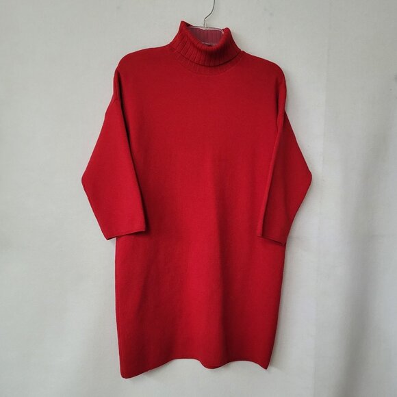 Pomander Place Vivianne Dress Womens S Red‎ Shimmer Turtleneck 3/4 Sleeve Mini - Picture 2 of 13